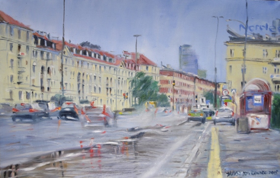Janusz Dziurawiec - The bus stop in the rain