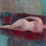 Nude with red cat - Anna Wojciechowska-Paprocka